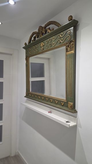 Espejo Vintage Dorado y Verde