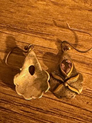 Pendientes Plata con Piedra Morada