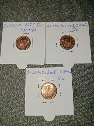 3 Monedas de 1 Céntimo 1999, 2001, 2002 S/C España