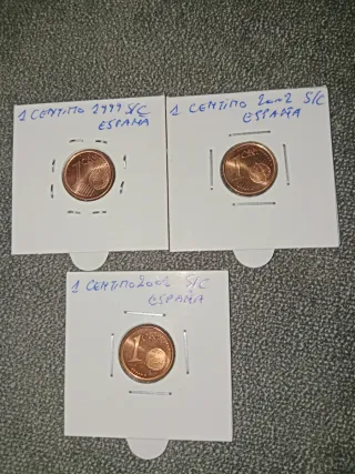 3 Monedas de 1 Céntimo 1999, 2001, 2002 S/C España
