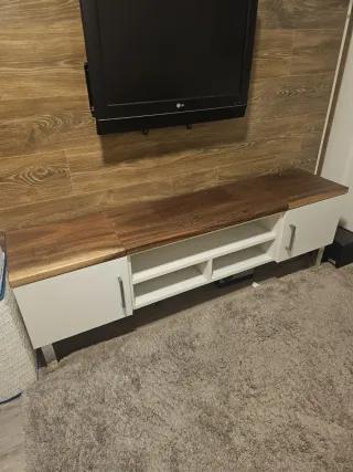 Mueble TV madera blanco y marrón