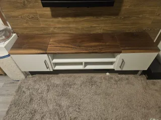 Mueble TV madera blanco y marrón