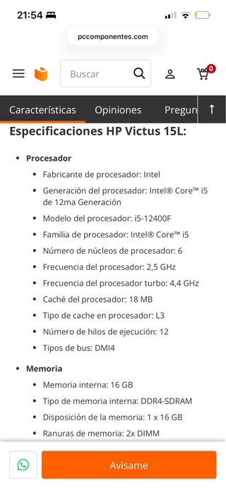 Ordenador Gaming HP Victus 15L RTX 3060