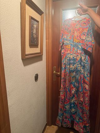 Vestido largo boho estampado con cinturón