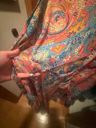 Vestido largo boho estampado con cinturón