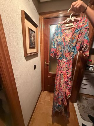 Vestido largo boho estampado con cinturón