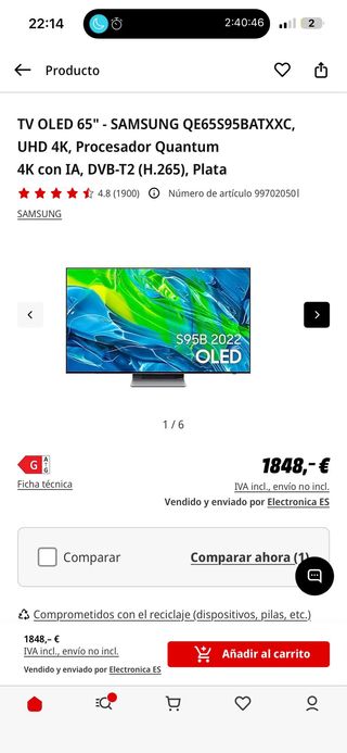 Samsung OLED S95B 65 pulgadas