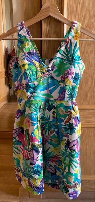 Vestido SuiteBlanco Estampado Tropical Talla XS
