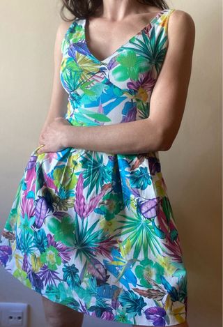 Vestido SuiteBlanco Estampado Tropical Talla XS