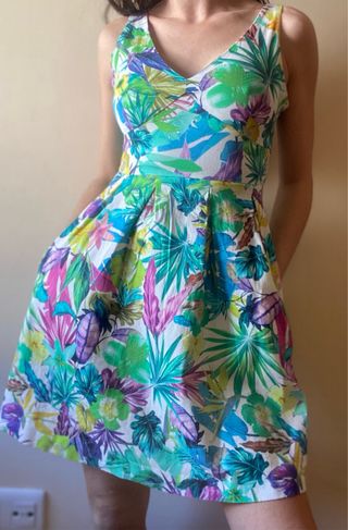 Vestido SuiteBlanco Estampado Tropical Talla XS