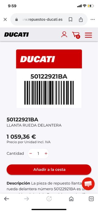 Llanta Delantera original Ducati Multistrada V2
