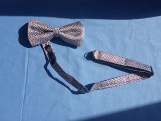 Conjunto Pajarita y Fajín Vintage Gris Plata