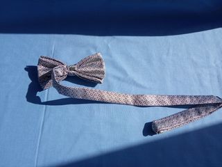 Conjunto Pajarita y Fajín Vintage Gris Plata