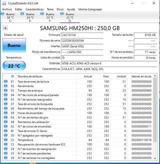 Disco Duro 250GB Samsung 2.5 - 8h Uso
