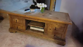 Mueble salón, estantería y mueble TV madera