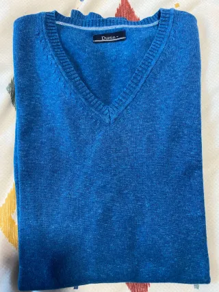 Jersey fino cuello pico Dustin azul