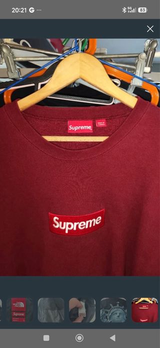 Sudadera Supreme Box Logo Crewneck Burgundy FW