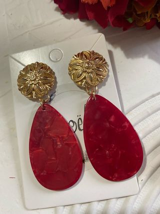 Pendientes flamenca dorados y rojos