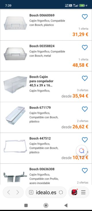 Cajones Frigorífico Bosch