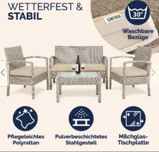 Conjunto Muebles Balcón Ratán y Cristal