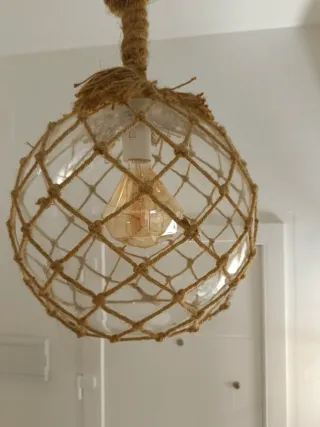 Lámpara colgante cristal y cuerda