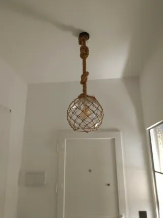 Lámpara colgante cristal y cuerda