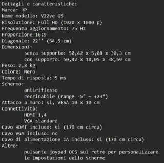 Monitor HP V22ve G5 22'' Full HD