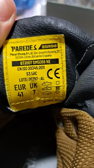 Bota de seguridad PAREDES Piel Negra Talla 41