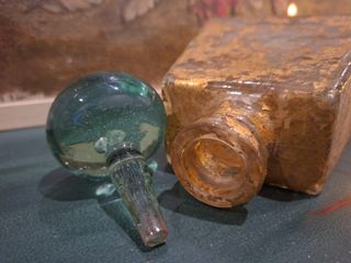 Frasco vintage cristal pan de oro