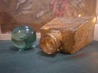 Frasco vintage cristal pan de oro