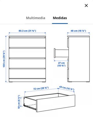 Cómoda 4 cajones blanca IKEA