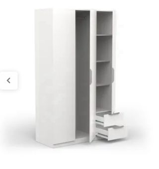Armario ropero blanco 3 puertas 2 cajones