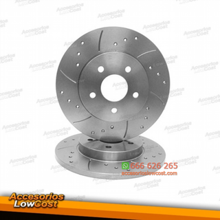 KIT DE 2 DISCOS DE FRENO PERFORADOS Y RANURADOS 2