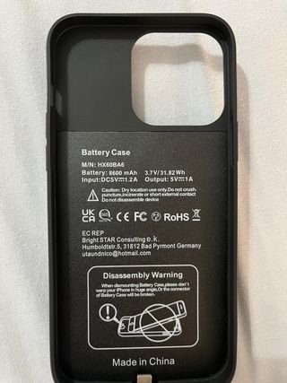 Custodia con batteria iPhone 13 Pro Max nera