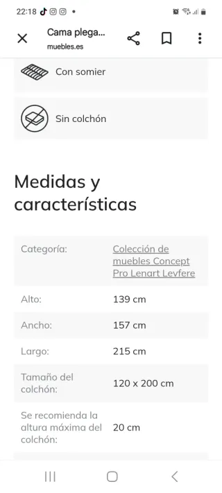 Cama Plegable Concept Pro (Blanco)