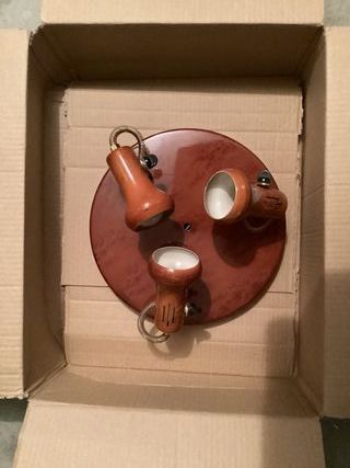 Lámpara techo 3 focos madera cedro