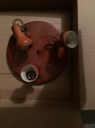 Lámpara techo 3 focos madera cedro