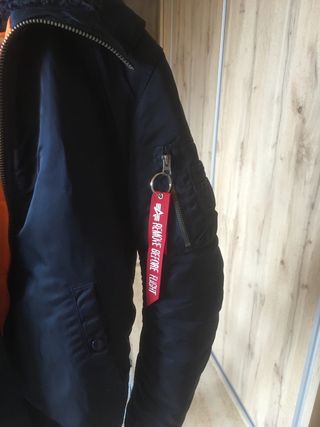 Chaqueta Bomber Alpha con Capucha Azul Naranja