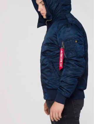 Chaqueta Bomber Alpha con Capucha Azul Naranja