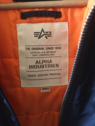 Chaqueta Bomber Alpha con Capucha Azul Naranja