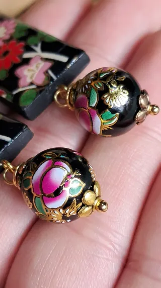 Pendientes japoneses de porcelana fría florales