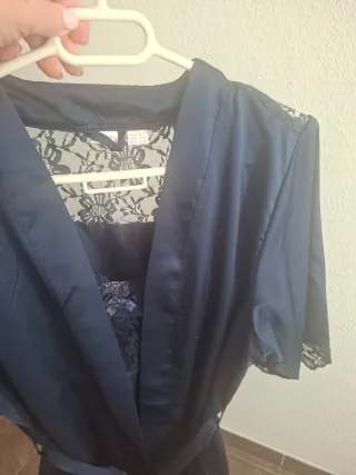 Conjunto camisón y batin azul