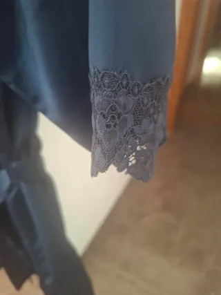 Conjunto camisón y batin azul