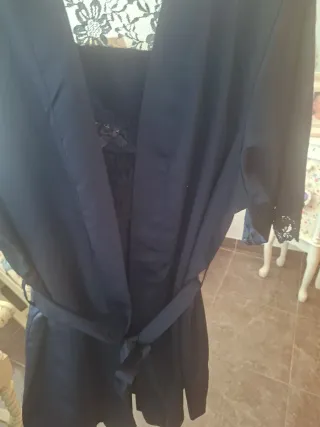 Conjunto camisón y batin azul