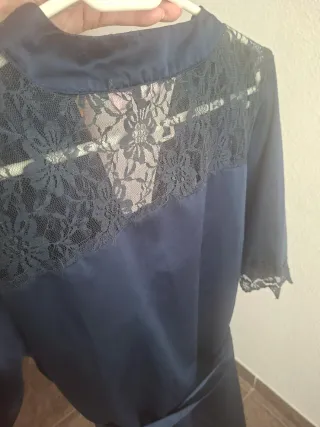 Conjunto camisón y batin azul