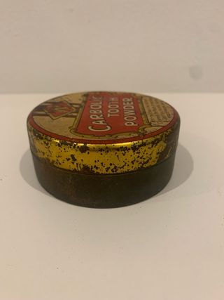 Scatola di latta Carbolic Tooth Powder vintage