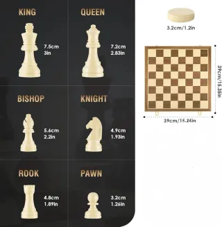 Ajedrez y Damas de Madera Magnético