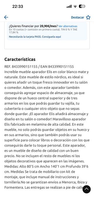 Aparador blanco y madera