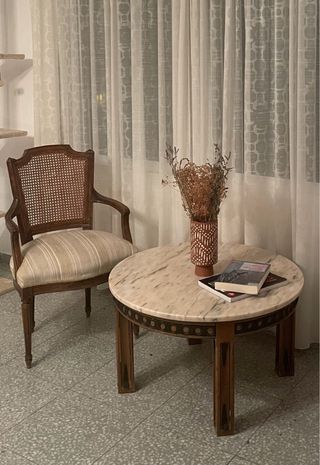Mesa de centro vintage mármol y madera