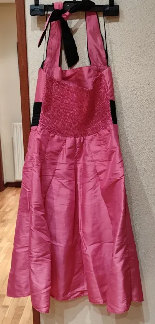 Vestido de fiesta rosa y negro